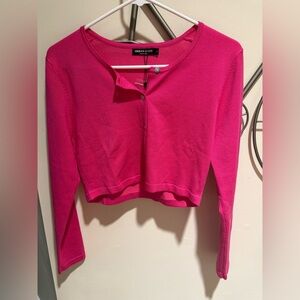Urban Coco Hot Pink Cropped Cardigan Top Size S NWT Y2K